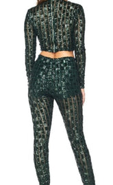 2 piece Metallic Green | Green Metallic Off The Shoulder Two Piece